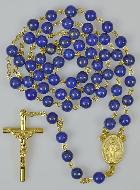 Chapelet en Pierre de Lapis Lazuli - Chaîne Dorée