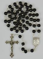 Chapelet de Lourdes en Perles Noires - 50 cm