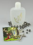 Chapelet de Lourdes en Perles Noires et Gourde Eau de Lourdes