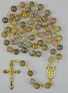 Chapelet Style Unakite et Chaîne Or