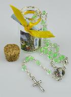 Chapelet Enfant en Perles de Cristal Vert - Coffret cadeau
