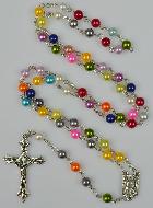 Chapelet Enfant en Perles Multicolor sur Chaîne Argentée
