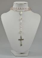 Chapelet Fashion Mode en Perles de Cristal Rose - 55 cm
