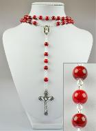 Chapelet Mode de Lourdes en Perles Rouges Style Pierre - 8 mm