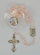 Chapelet Perles Roses 4 mm - Boîte de Lourdes