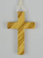 Croix d'Aube de Communion en Bois d'Olivier avec Cordon Blanc