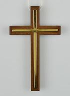 Croix d'Aube en Bois et Croix Dorée de Communion - 10 cm