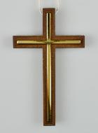 Croix d'Aube en Bois et Croix Dorée de Communion - 10 cm