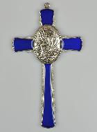 Croix de Lourdes Bleue 10 cm - Médaille des Apparitions