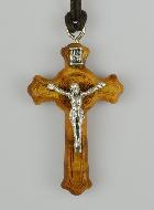 Croix de Saint Benoît en Bois d'Olivier + Cordon