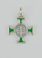 Pendentif Croix de Saint Benoit Métal - Vert - 2cm