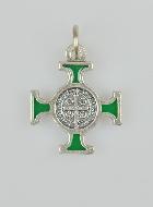 Pendentif Croix de Saint Benoit Métal - Vert - 2cm