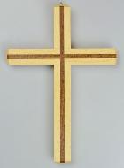 Croix en bois du Christ - Artisanale  2 Tons - 22 cm