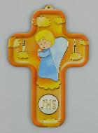 Croix en Bois Enfant - Ange en Prière Modèle Garçon