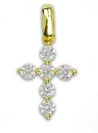 Croix en Plaqué Or et Diamants Strass - 15 mm