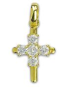 Croix en Plaqué Or et Diamants Strass - 18 mm