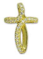 Croix en Plaqué Or et Vague de Diamants Strass - 18 mm