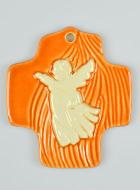 Croix Enfant Céramique Ange - Orange