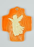 Croix Enfant Céramique Ange - Orange