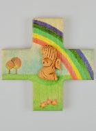 Croix Enfant en Bois - Ange Protecteur de ma Journée Sculpté - 12 cm