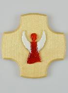 Croix Enfant en Bois d'Erable - Mon Ange Protecteur en Verre