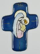 Croix Vierge à l'Enfant Jésus en Emaux