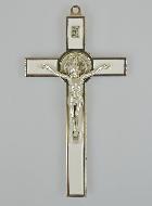 Crucifix Croix de Saint Benoit - Métal Blanc