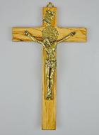 Crucifix Croix de Saint Benoit en Bois d'Olivier - 25cm