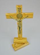 Croix de Saint Benoit en Bois d'Olivier - Socle Coffret