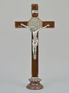 Croix de Saint Benoit sur Socle - 20cm - Métal Marron