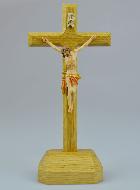 Crucifix du Christ Peint à la Main et Bois Brun - 22 cm