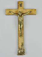 Crucifix en Bois avec Apparitions de Lourdes - Doré 16 cm