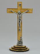 Crucifix en Bois Clair et Christ Style Bronze 18 cm