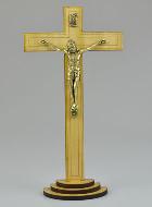 Crucifix en bois Clair et Christ Style Bronze - 21 cm