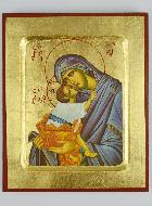 Icône Byzantine Vierge de Tendresse au Voile Bleu