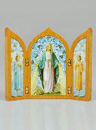 Icône Triptyque de la Vierge Miraculeuse en Bois