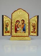 Icône Triptyque Sainte Famille sur Feuille d'Or - 26 cm