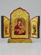 Icône Triptyque Vierge Marie Porte du Ciel sur Feuille d'Or - 26 cm