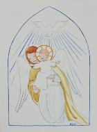Image de Baptême - Ange-Gardien Protecteur et Esprit Saint - Blanc