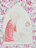 Image de Baptême - Vierge Marie et Ange-Gardien - Fuchsia