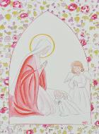 Image de Baptême - Vierge Marie et Ange-Gardien - Rose