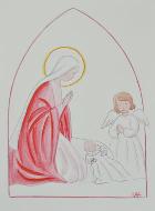 Image de Baptême - Vierge Marie et Ange-Gardien