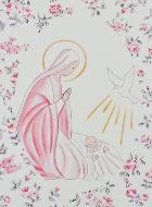 Image de Baptême - Vierge Marie et Colombe de l'Esprit Saint - Rose