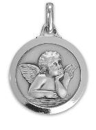 Médaille Ange-Gardien Facettée en Argent 925/1000 - 18 mm