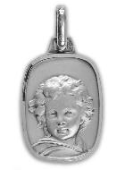 Médaille de Baptême Plaque Ange-Gardien Facettée en Argent 925/1000