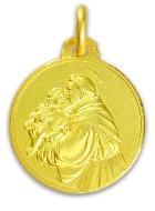 Médaille de Baptême Saint Antoine en Plaqué Or