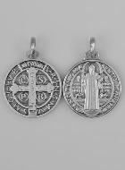 Médaille Saint Benoit en Argent Massif - 18mm