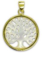 Pendentif Arbre de Vie en Plaqué Or et Nacre - 20 mm