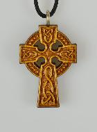 Pendentif Croix Celte Sculpté en Bois Vernis - 3.5 cm