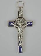 Pendentif Croix de Saint Benoit - Bleu - 8cm